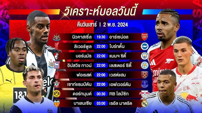 ตารางการแข่งขันบอลวันนี้